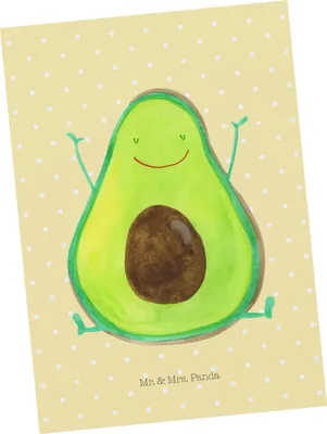 Produktbild von Mr. & Mrs. Panda Postkarte Avocado Glücklich - Gelb Pastell - Geschenk, Fotokarte, Ansichtskarten, Chaos, Postkarten, Ansichtskarte, Frucht, Grußkarte, Freude