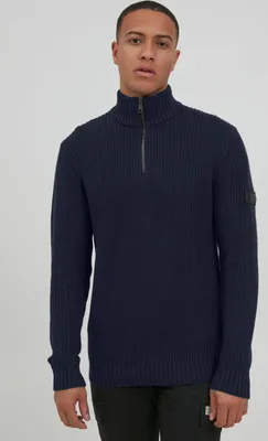 Produktbild von 11 Project PRXanthos Herren Strickpullover Troyer Grobstrick Pullover mit Troyerkragen Rippbündchen 100% Baumwolle Regular fit
