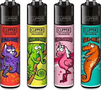 Produktbild von Clipper Reibrad Feuerzeuge Chimeras, 4 Stück
