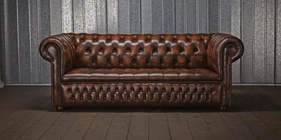 Produktbild von Antik Chesterfield Leder Sofa Couch Polster 100% Echtes Leder 3 Sitzer jvmoebel