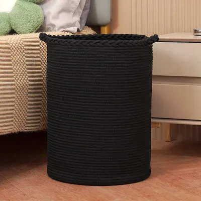 Image de Panier à linge tressé, 58 litres, en coton, de grande taille, pour le linge et le rangement