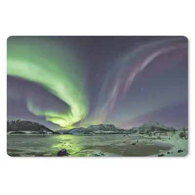 Produktbild von MuchoWow® Mauspad Mousepad Nordlichter - Eis - Lila - Grün 27x18 cm - Mousepads - Maus Mat - Pad - Mausunterlage - Büroartikel - Desk Matten