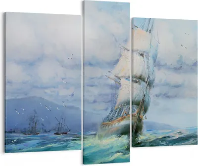 Produktbild von Bild auf Leinwand - Leinwandbild - Meer Segelschiff - 95x80cm - Wand Bild - Wanddeko - Wandbilder - Leinwanddruck - Bilder - Kunstdruck - Wanddekoration - Leinwand bilder - Wandkunst - CB95x80-3782