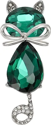 Produktbild von Niedliche Brosche in Katzenform mit Schleife, glänzender Kunstkristall, eingelegte Anstecknadel, Anzug, Revers, Abzeichen, Schmuck, Geschenk, Mantelzubehör