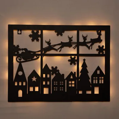 Productafbeelding van Muurhanger kerstslee 40x32 cm zwart Anna's Collection