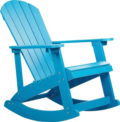 Produktbild von BELIANI Garten Schaukelstuhl Blau Kunstholz Breite Armlehnen Muskoka Adirondack Stil Terrasse Outdoor