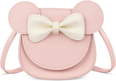 Produktbild von Mädchen-Schultertasche mit Schleife, Umhängetasche aus Kunstleder, Prinzessinnen-Mini-Tasche, für Mädchen, Kinder und Kleinkinder