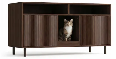 Imagen del producto de Omgoods: Armario para areneros de gran tamaño (XXL), con alfombrilla para atrapar la arena, ideal para 2 gatos