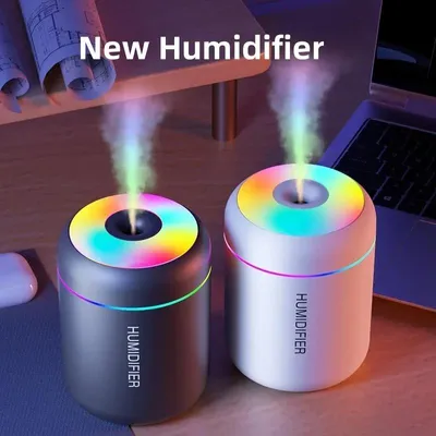 Produktbild von Mini-Luftbefeuchter 180 ml mit USB-Anschluss, Ultraschallvernebelung, Aromafunktion und LED-Beleuchtung - Schwarz