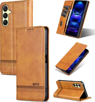 Produktbild von Leder Hülle für Samsung Galaxy A26, Klapphüllen Brieftasche Magnetverschluss Ständer Schutzhülle Gelb