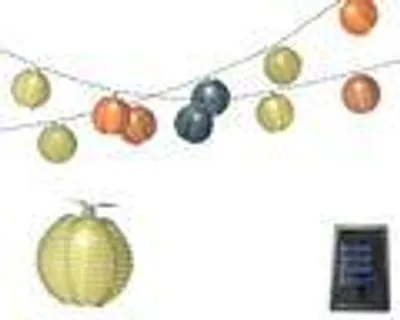 Produktbild von Solar LED Lichterkette Lampions Nylon 4,5m Bunt / Warmweiß