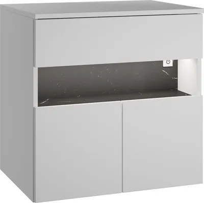 Produktbild von Waschtischunterschrank Lissabon 60 x 44 x 60 cm - Matt Weiß - Hängender Waschbeckenunterschrank