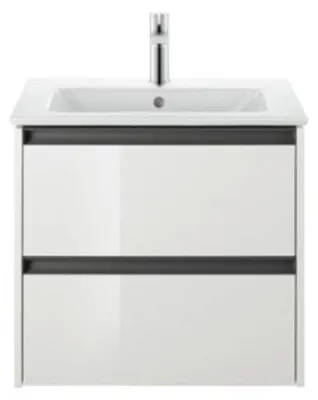 Imagen del producto de Mueble de lavabo Duravit ME diseñado por Philippe Starck, de 63 cm de ancho, con 1 orificio para grifo