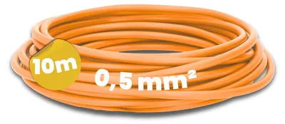 Zdjęcie produktu dla 10 metrów kabla H05V-K, przekrój 0,5 mm², kolor pomarańczowy - elastyczny kabel instalacyjny