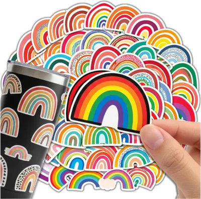 Produktbild von Regenbogen-Aufkleber-Set, 50 Stück, bunt, für Kinder, DIY-Dekoration