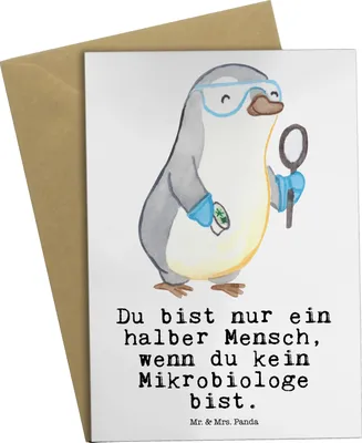 Produktbild von Mr. & Mrs. Panda Grußkarte Mikrobiologe Herz - Weiß - Geschenk, einladungskarten, hochzeitskarten, Forschung, Labor, Witzig, Beruf, weihnachtskarten, Grußkarten, Spruch
