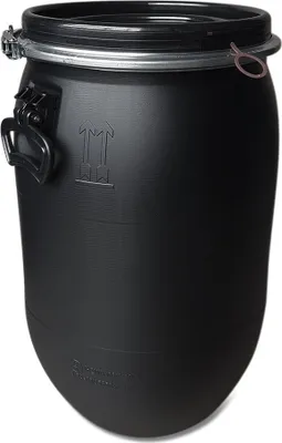Produktbild von 60 Liter Deckelfass, Kunststofffass, Fass, Weithalsfass Farbe schwarz (60 D sw)