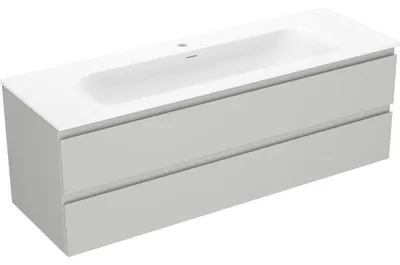 Produktbild von Mexen Orio Badezimmerschrank 140 cm mit Waschtisch Vela, 2 Schubladen, Grau Matt/Weiß Matt - 91A10-14047-2-BFF62-W23M01