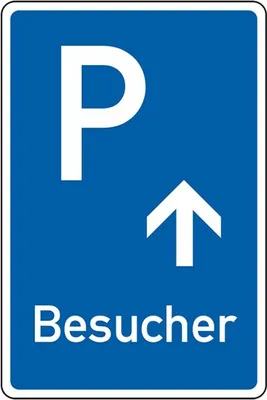 Produktbild von Schild I Parkplatzschild Besucher mit Pfeil geradeaus, Aluminium RA0, reflekt...