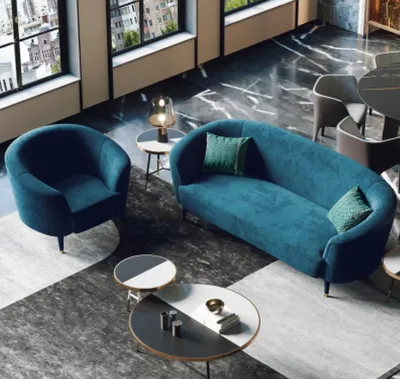 Productafbeelding van Drie-zits stoffen bank, woonkamer set, relaxbank, designbank, loungebank