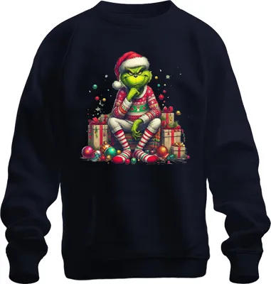 Obrázok produktu pre Grinch – vianočný darček, vtipný a zlomyseľný nápad na darček, retro uni mikina, tmavomodrá, 3XL