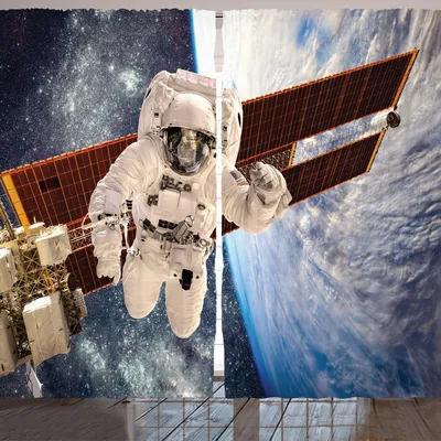 Obrázok produktu pre ARANDE Vesmírna záclona, Medzinárodná stanica Globálna komunikácia Obiehanie Zeme Rocket Photo, 280 x 245 cm, viacfarebná