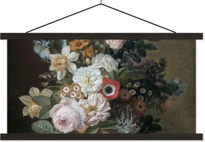 Produktbild von MuchoWow® Textilposter Stilleben mit Blumen - Gemälde von Eelke Jelles Eelkema 120x60 cm mit schwarzem Rahmen - Dekoration Schlafzimmer