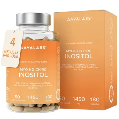 Immagine prodotto di Aavalabs Myo Inositolo & D-Chiro | Equilibrio ormonale femminile | 180 capsule