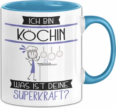 Produktbild von Köchin Geschenk Tasse Ich Bin Köchin Was Ist Deine Superkraft Geschenkidee Lustig Geburtstag Weihnachten (Blau)