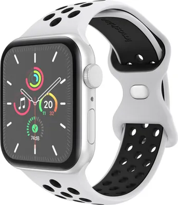 Produktbild von imoshion Silikon Sport⁺ Armband für Watch Series 1 - 11 / SE / Ultra (44/45/46/49 mm) - Größe M/L - White / Black