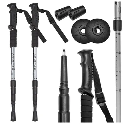Produktbild von Wanderstöcke 2er Set, Verstellbare und faltbar Walking Stöcke, Nordic Walking, Antischock Trekkingstöcke für Damen & Herren Silber