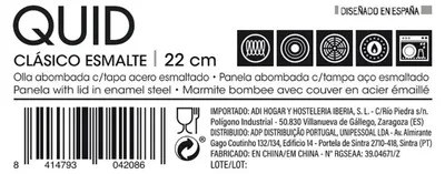 Productafbeelding van Quid Classic – Kookpan, rond met deksel, 22 cm