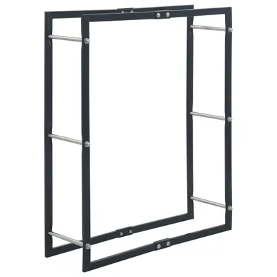 Image de vidaXL Étagère à bois de chauffage noir 80×25×100 cm Acier