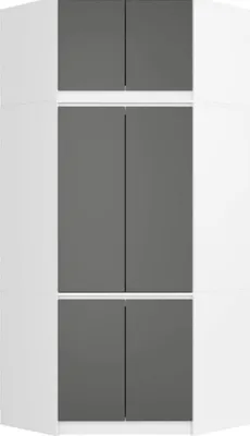 Produktbild von BDW Schlafzimmer Eckschrank mit Verlängerung, 6 Türen, Weiß / Grau
