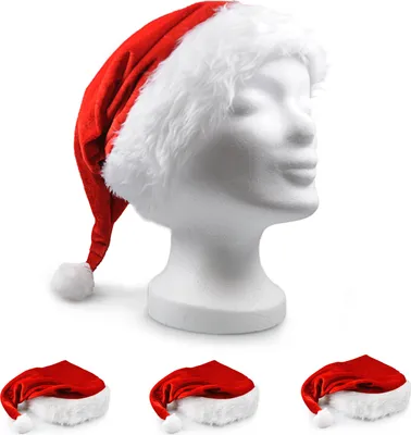 Produktbild von Nikolausmütze mit Pelzrand, in rot - weiß, 3 Stück im Set, Weihnachtsmütze, Weihnachtsmann, Wintermütze, Mütze, Weihnachten, Winter, Xmas