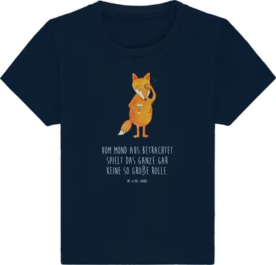 Produktbild von Mr. & Mrs. Panda  T-Shirt Fuchs Lord 6. - 12. Monat - French Navy - Geschenk, Neugierig, Babyshirt, Schick, Spruch Lustig, Baby Jerseyshirt, Mond, Cocktail