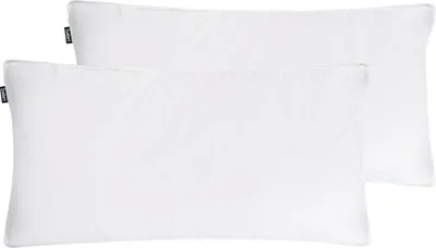 Zdjęcie produktu dla BELIANI Zestaw 2 poduszek bawełnianych puchowe białe 40 x 80 cm wysokie średnio miękkie prostokątne