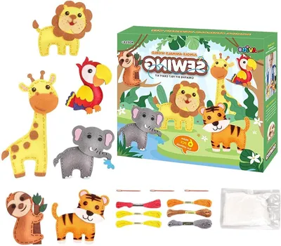 Obrázek produktu pro Sada na šití pro děti - Kreativní tvoření - Bezpečné a neškodné - Rozměry: 25 x 21 x 5,3 cm