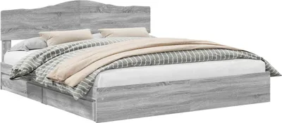 Obrázek produktu pro Postel s úložným prostorem s čelo Šedá Sonoma 200 x 200 cm