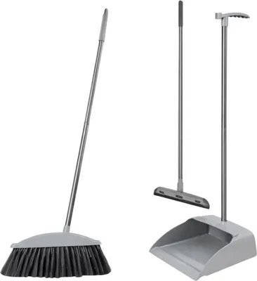 Produktbild von RealG RC-K-1253 Reinigungssatz: Besen, Schaufel, Fensterwischer 3-in-1, grau