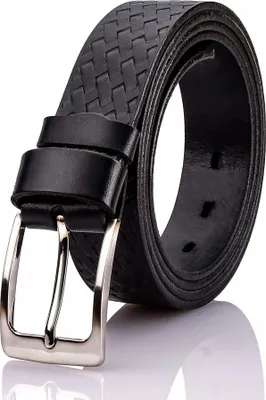Produktbild von Gracio Herren Leder Gürtel Schwarz Geflochten 100cm 3,5cm Breit