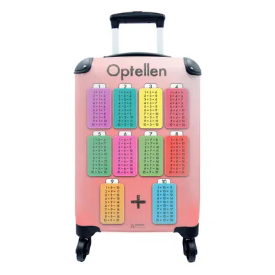 Produktbild von MuchoWow® Koffer Handgepäck Trolley Rollkoffer Kleine Reisekoffer mit 4 Rollen - Addition - Zählen - Jungen - Mädchen - Kinder - Kinder - Cabin Size < 55x40x23 cm & 55x40x20 cm - Kinderkoffer - Kabinenkoffer - Boardgepäck - Reise-Box - Reisekoffer - Reisegepäck - Koffer mit Bild - Trolley für Kinder