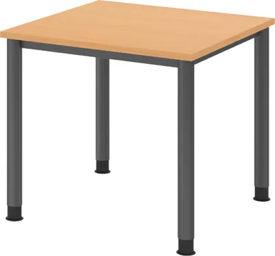 Produktbild von bümö Schreibtisch Serie-H - Nachbildung: Buche, Größe:  80 x 80 cm, Gestell: Graphit