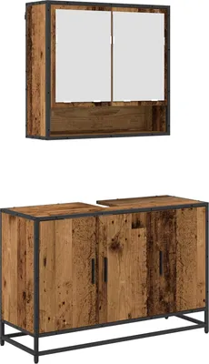 Immagine prodotto di vidaXL Set di mobili da bagno, 2 pezzi, legno di recupero, 90 x 33 x 60 cm