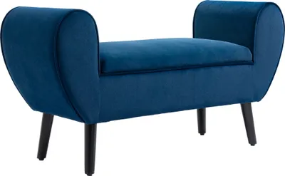 Immagine prodotto di HOMCOM Panca Contenitore Imbottita per Camera da Letto e Ingresso, in Tessuto Vellutato con Braccioli, 118x42x66 cm, Blu