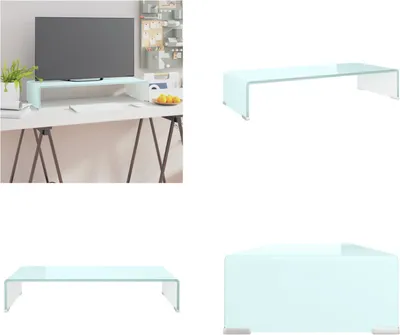 Imagen del producto de vidaXL Soporte/Elevador para televisor o monitor de vidrio, verde, 70x30x13 cm - Soporte para televisor - Elevador para televisor - Base para televisor