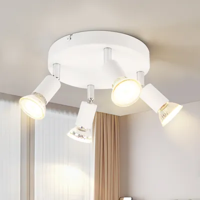 Obrázok produktu pre ZMH LED stropné svietidlo 4 plamene biele stropné svietidlo GU10 stropné svietidlo moderné otočné 330° svietidlo do obývačky kovové do spálne kuchyne chodby jedálne