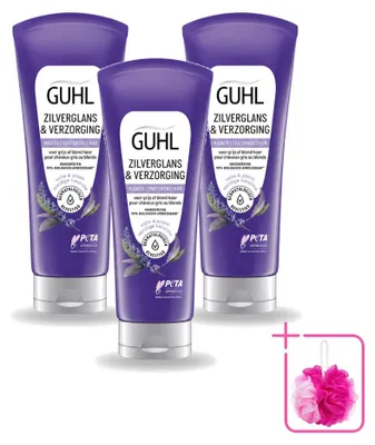 Productafbeelding van 3 x Guhl Zilverglans & Verzorgende Haarmasker - 200 ml - Voordelingsverpakking - 3 stuks