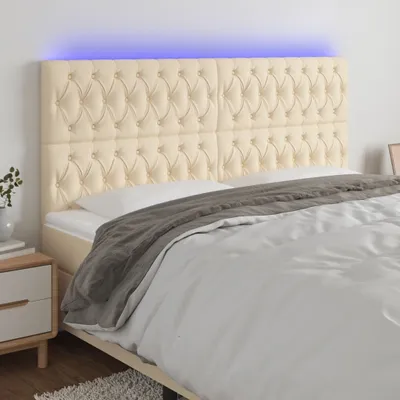 Produktbild von The Living Store LED Kopfteil Creme 180x7x118/128 cm Stoff