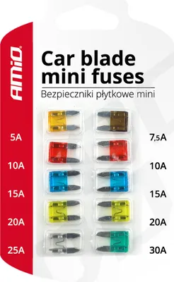 Zdjęcie produktu dla Zestaw bezpieczników samochodowych mini 10 sztuk